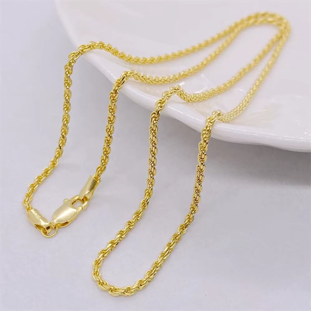 NUOYA 3Mm/5Mm Men Women Silver Rope Chain Fine Jewelry 925 Sterling Silver Twist Rope Chain Necklace for Gifts