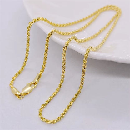 NUOYA 3Mm/5Mm Men Women Silver Rope Chain Fine Jewelry 925 Sterling Silver Twist Rope Chain Necklace for Gifts