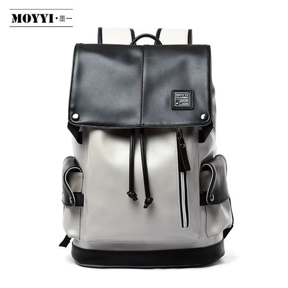 PU Leather Bags Men with USB Port Outdoor Leisure Backpack for Men Mochila Vegan Leather Backpack