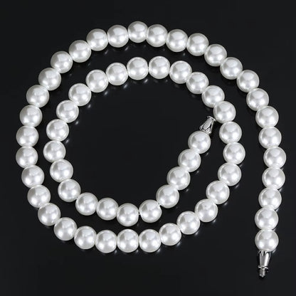 Hip Hop 6/8/10/12Mm Glass Pearl Bead White Pearls for Jewellery Making round Pearl Choker Necklace for Women