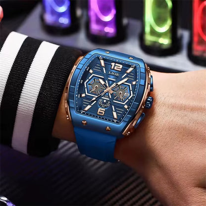 LIGE 89108 Business Wristwatch Waterproof Sport Men'S Watch Casual Silicone Date Quartz Wrist Watches for Men Relogio Masculino