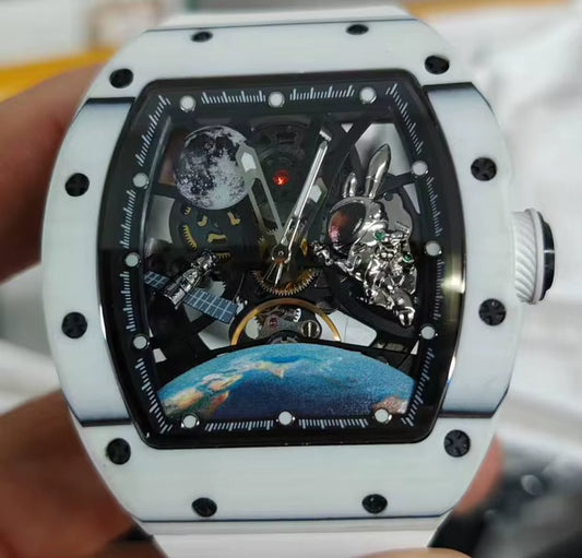 CHANCE JC-9-190G-14 Astronaut Series Carbon Fiber Case Tourbillon Automatic Watches Luxury Hollow Dial Mechanical Men Watch