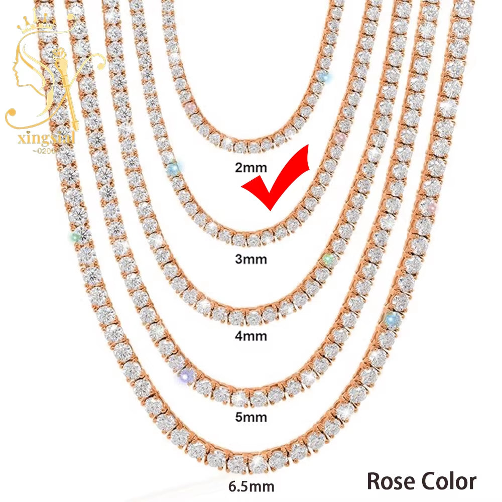 Wholesale Luxury Men Women Hip Hop Fine Jewelry 2Mm 3Mm 4Mm 5Mm Diamond 925 Silver Bracelet VVS Moissanite Tennis Chain Necklace