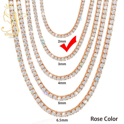 Wholesale Luxury Men Women Hip Hop Fine Jewelry 2Mm 3Mm 4Mm 5Mm Diamond 925 Silver Bracelet VVS Moissanite Tennis Chain Necklace