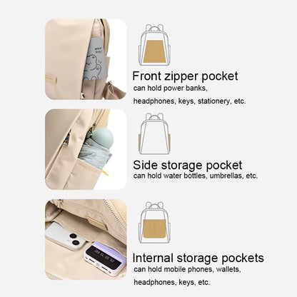 Simradia Women'S Backpack Khaki Oxford Shoulder Bag with Embroidered Textured Webbing for Women Waterproof Travel Bags Lady