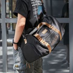Simradia Unisex Travel Bag Custom Logo Nylon Polyester Zipper Gym Bags Letter Pattern Tote Duffle Bag Men Women