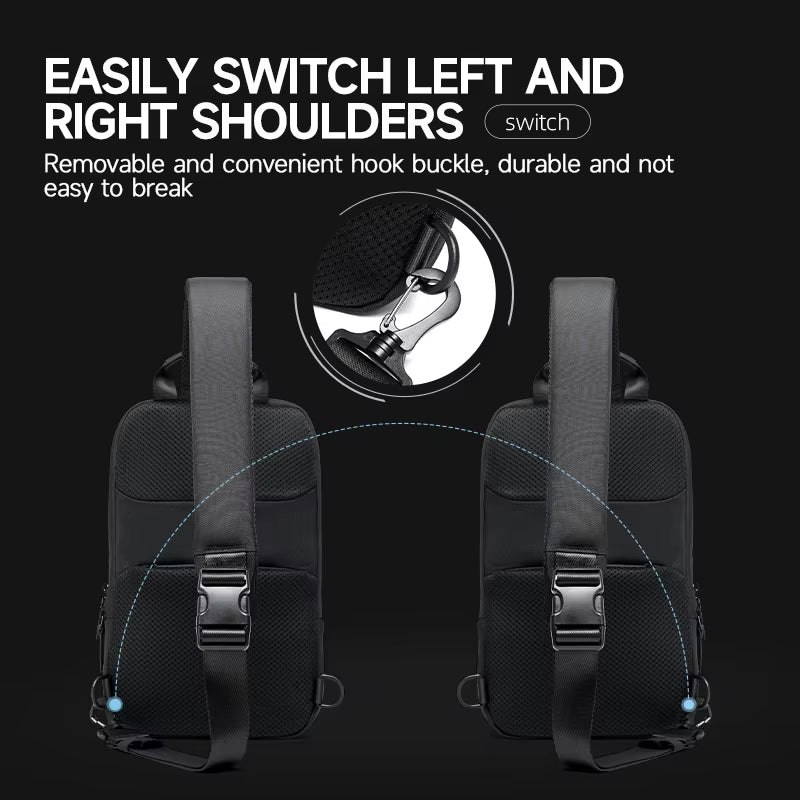 MOYYI Multi-Functional Zipper Chest Bag for Men Travel Men'S Crossbody Bag Anti-Theft Sling Shoulder Bag