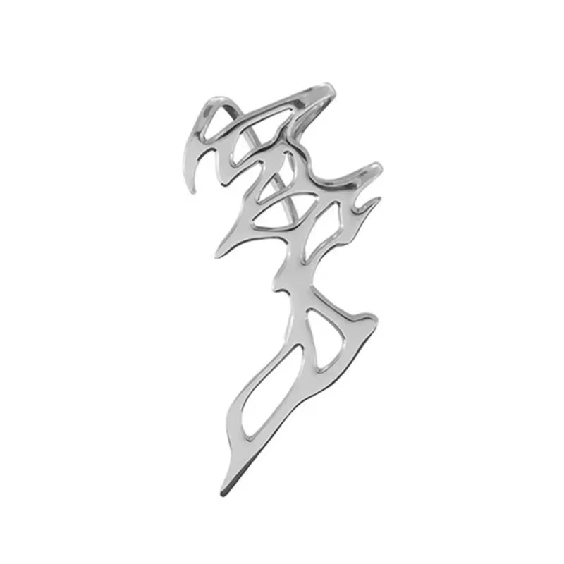 YW Ear Less Mechanical Style Silver Alloy Material Geometric Shape Ear Cuff Earrings