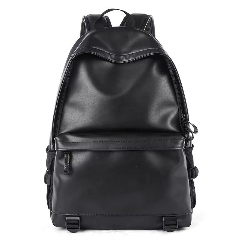 MOYYI Leather Bags for Men School Bag PU Leather Rucksack Business 15.6 Inch Laptop Backpack Travelling