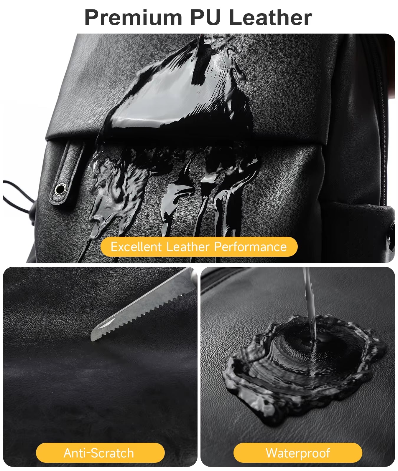 Waterproof anti Theft PU Leather Chest Bags for Men Crossbody Sling Bags