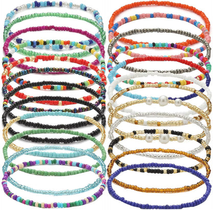 Bohemian Beach Anklets Jewelry Statement Handmade Beaded Anklet Beautiful Multicolor Rice Bead Anklet for Women Girls
