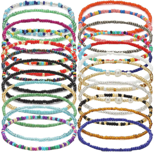 Bohemian Beach Anklets Jewelry Statement Handmade Beaded Anklet Beautiful Multicolor Rice Bead Anklet for Women Girls