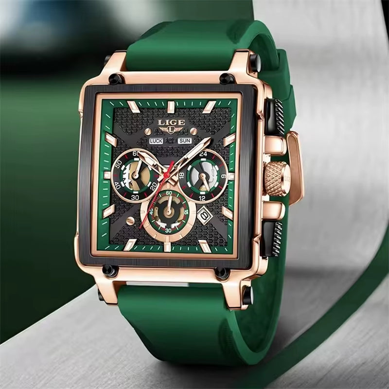 LIGE 89217 Top Brand Men'S Watches Silicone Strap Clock Waterproof Sport Casual Watch Men Chronograph Quartz Wristwatch Reloj