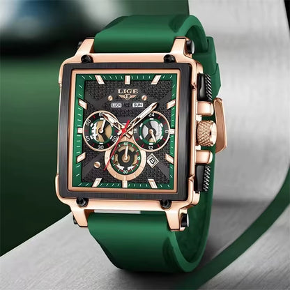 LIGE 89217 Top Brand Men'S Watches Silicone Strap Clock Waterproof Sport Casual Watch Men Chronograph Quartz Wristwatch Reloj
