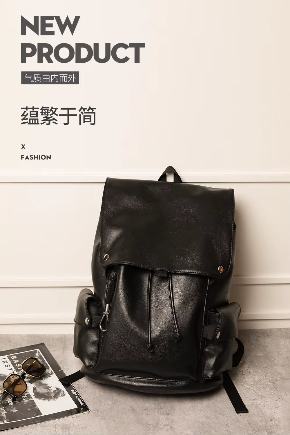 Custom PU Backpack Casual Bag for Men Laptop Backpack Leisure Bag Waterproof Fashion Men Leather Backpack