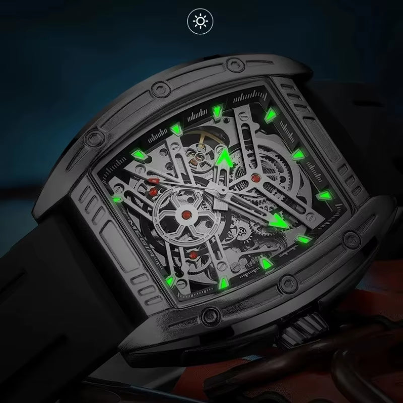 MEGIR 8601 Fashion Men Automatic Mechanical Watch Skeleton Luxurious Luminous Waterproof Casual Wristwatch for Man Reloj Hombre
