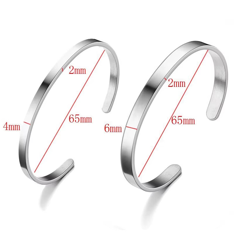 5Mm Wholesale Custom Engrave Stainless Steel Expandable Open Cuff Bangle Non Tarnish 18K Gold Plated Cuff Men Bracelet Bangle