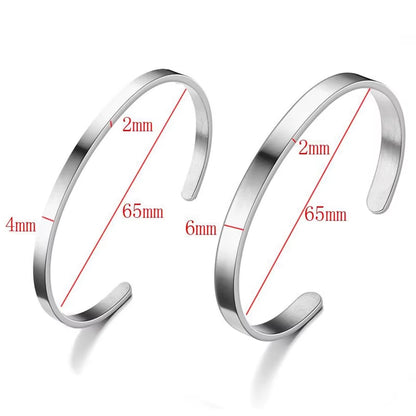 5Mm Wholesale Custom Engrave Stainless Steel Expandable Open Cuff Bangle Non Tarnish 18K Gold Plated Cuff Men Bracelet Bangle