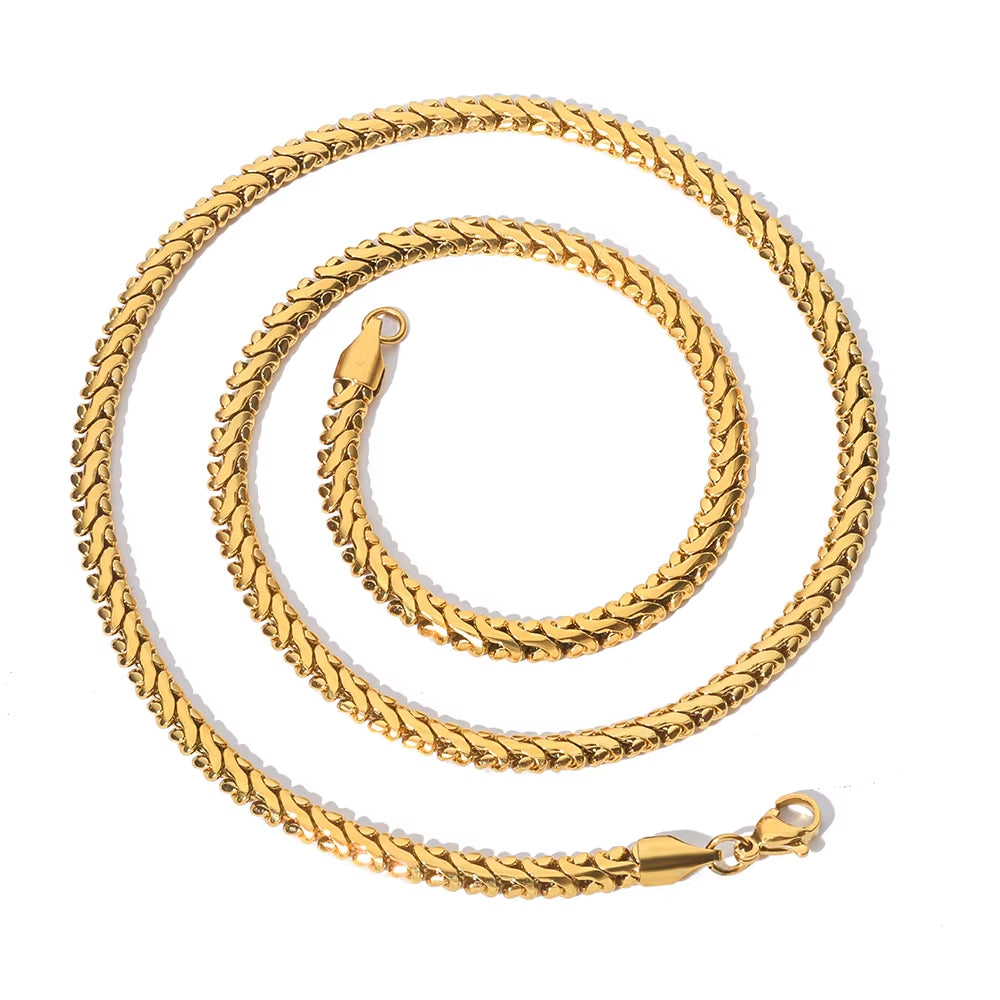 NUOYA Custom Thin Cuban Link Necklace Gold Plated Stainless Steel Waterproof Hip Hop Style High Quality Jewelry