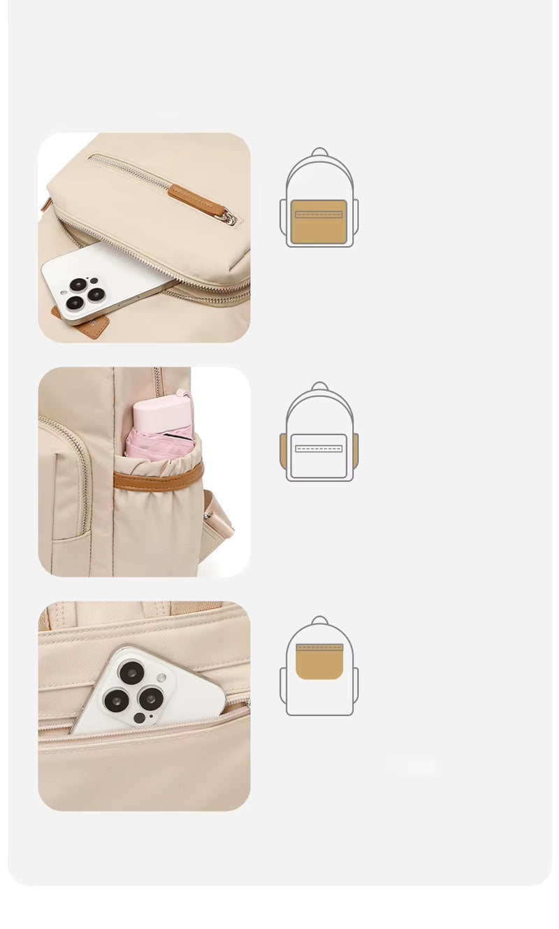 Simradia Fashionable 14 Inch Ladies' Laptop Backpack Waterproof PVC Leather with Zipper Closure Polyester Lining for Outdoor