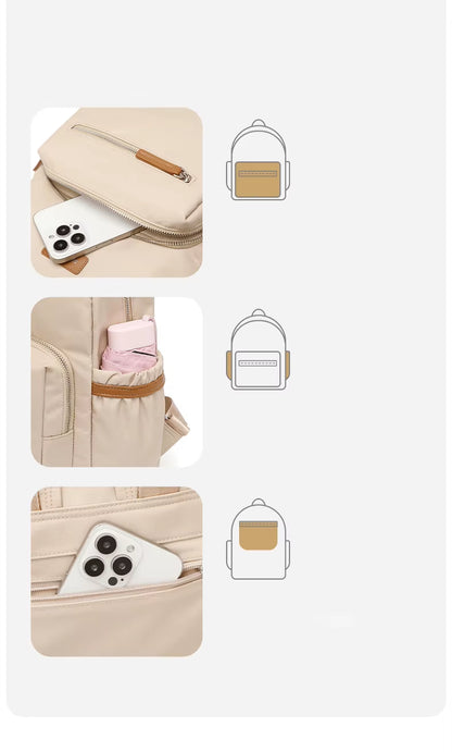 Simradia Fashionable 14 Inch Ladies' Laptop Backpack Waterproof PVC Leather with Zipper Closure Polyester Lining for Outdoor