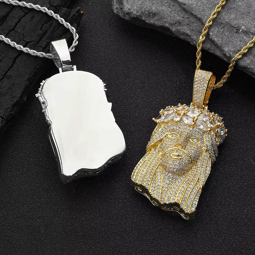 NUOYA Fine Hip-Hop Iced Out CZ Jesus Pendant Gold-Plated Shiny Zircon Charms Pendants Men'S and Women'S Rap Jewelry Wholesale