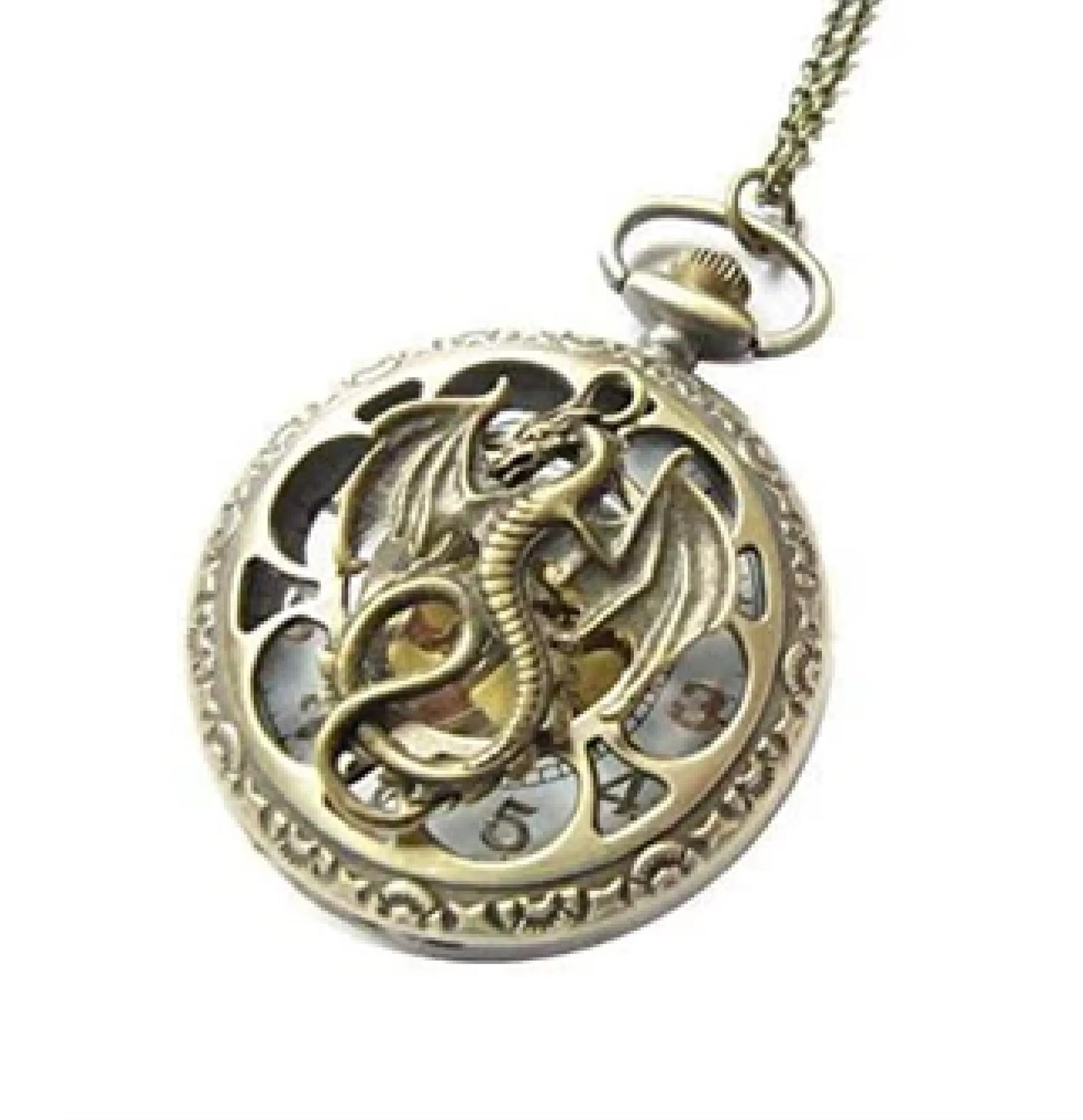 Ntique Style Bronze Pendant Watch with Asymmetrical Dial and Ornate Openwork Case Design for Men Available at Wholesale Prices