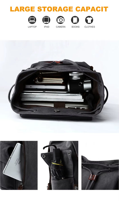 Multifunctional Wholesale Canvas Backpack with High Capacity and Diversified Pockets Suit for School