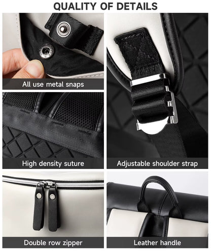 Vintage Korean Style Laptop Bag for Men PU Leather Backpack Travel Casual PU Leather Backpack