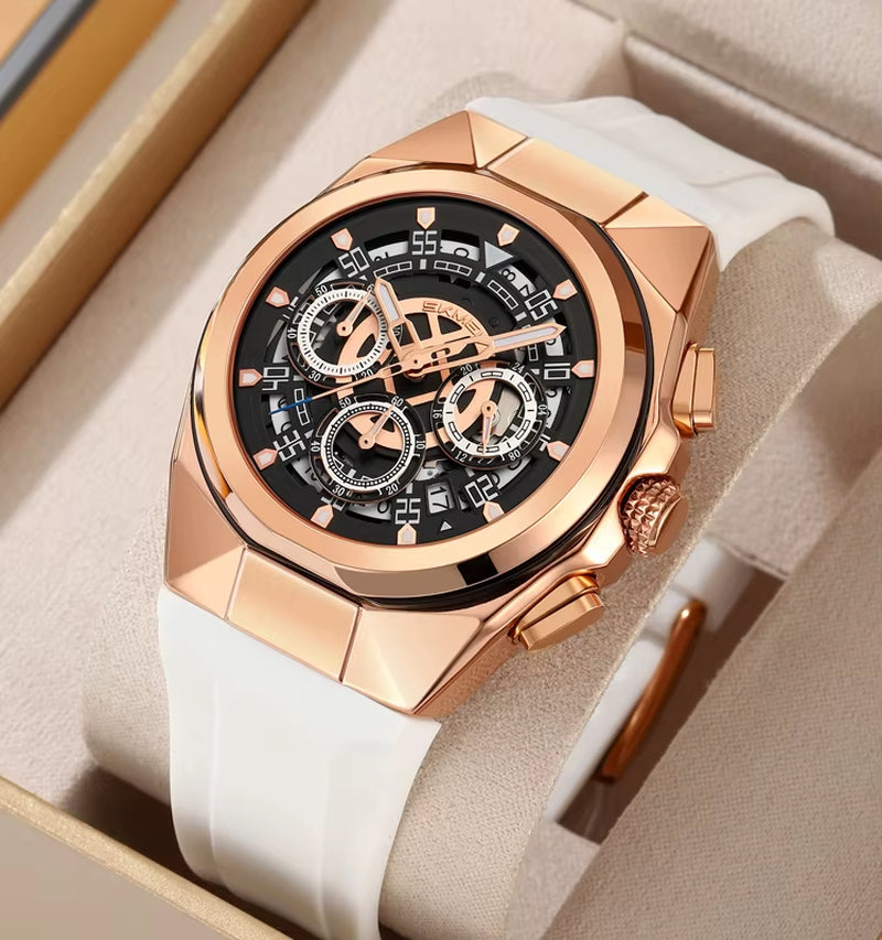SKMEI 9377 Wholesale Luxury Silica Skeleton Analog Wrist Quartz Watch for Men Wristwatches Reloj Para Hombre