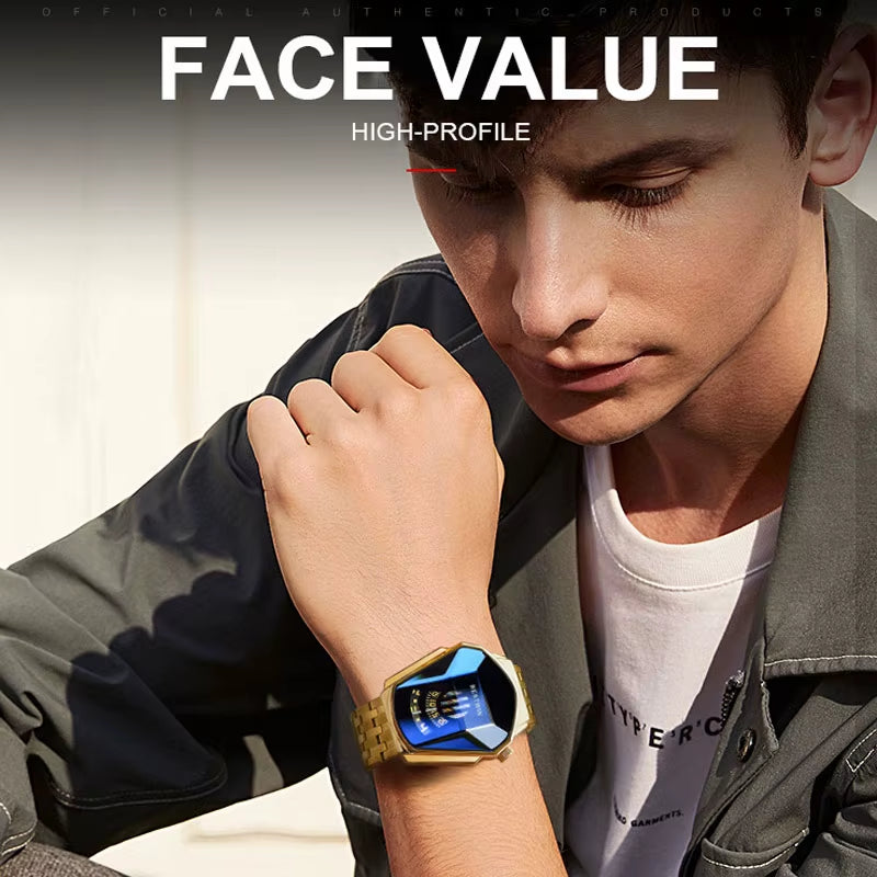 BESTWIN 6615 High-Tech Feeling Waterproof Japan Quartz Movement Watch Cool Snake Shape Dial Stainless Steel Strap Men'S Watches