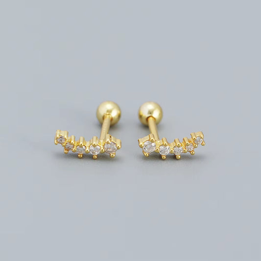 KR Colored Zircon Earrings S925 Sterling Silver Ins Style Flower Inlaid Diamond Screws Earrings Wholesale