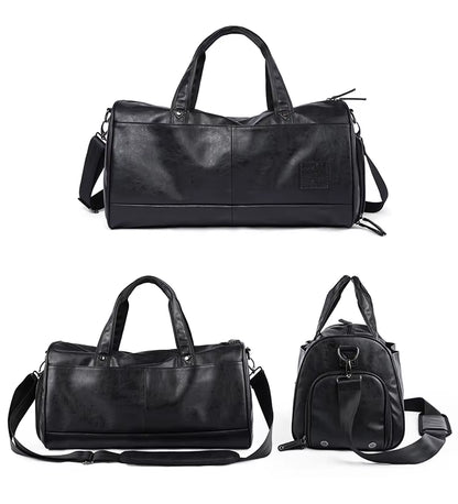 Custom Waterproof PU Leather Duffle Bags for Men Unisex Luggage Leather Travel Bag