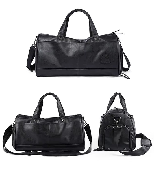 Custom Waterproof PU Leather Duffle Bags for Men Unisex Luggage Leather Travel Bag
