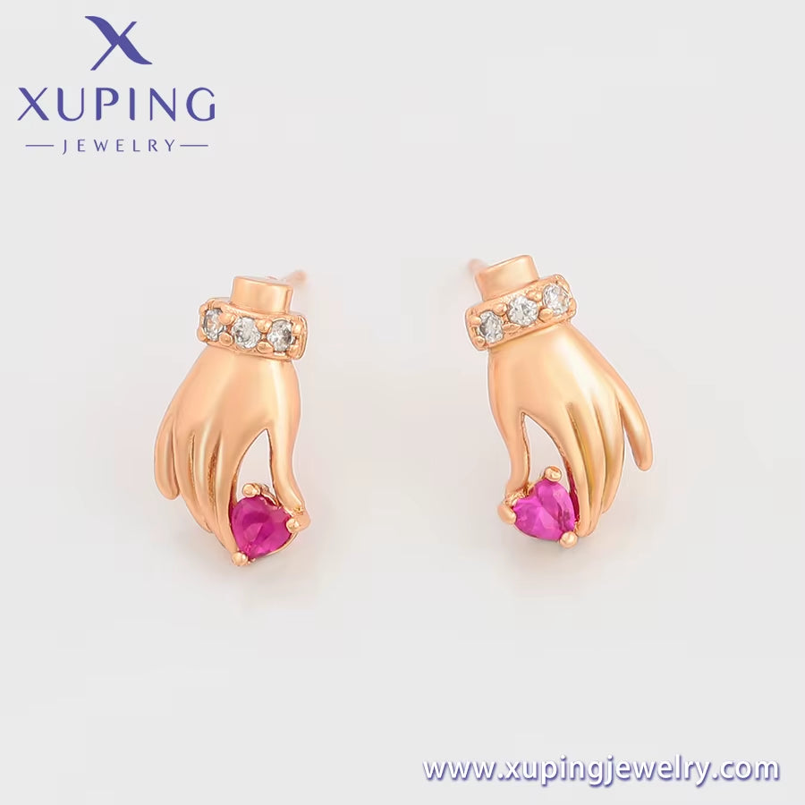 A00863948 Xuping Jewelry New Popular Personality Design Hand Diamond 18K Gold Luxury Unique Style Earrings