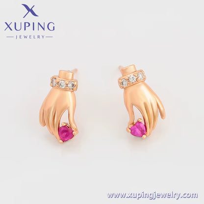 A00863948 Xuping Jewelry New Popular Personality Design Hand Diamond 18K Gold Luxury Unique Style Earrings