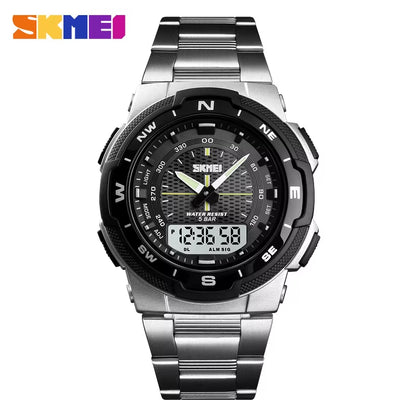 Skmei Hot Rose Gold Grid Texture Dual Time Display Week 12/24 Hour Digital Watch Men Outdoor Sports