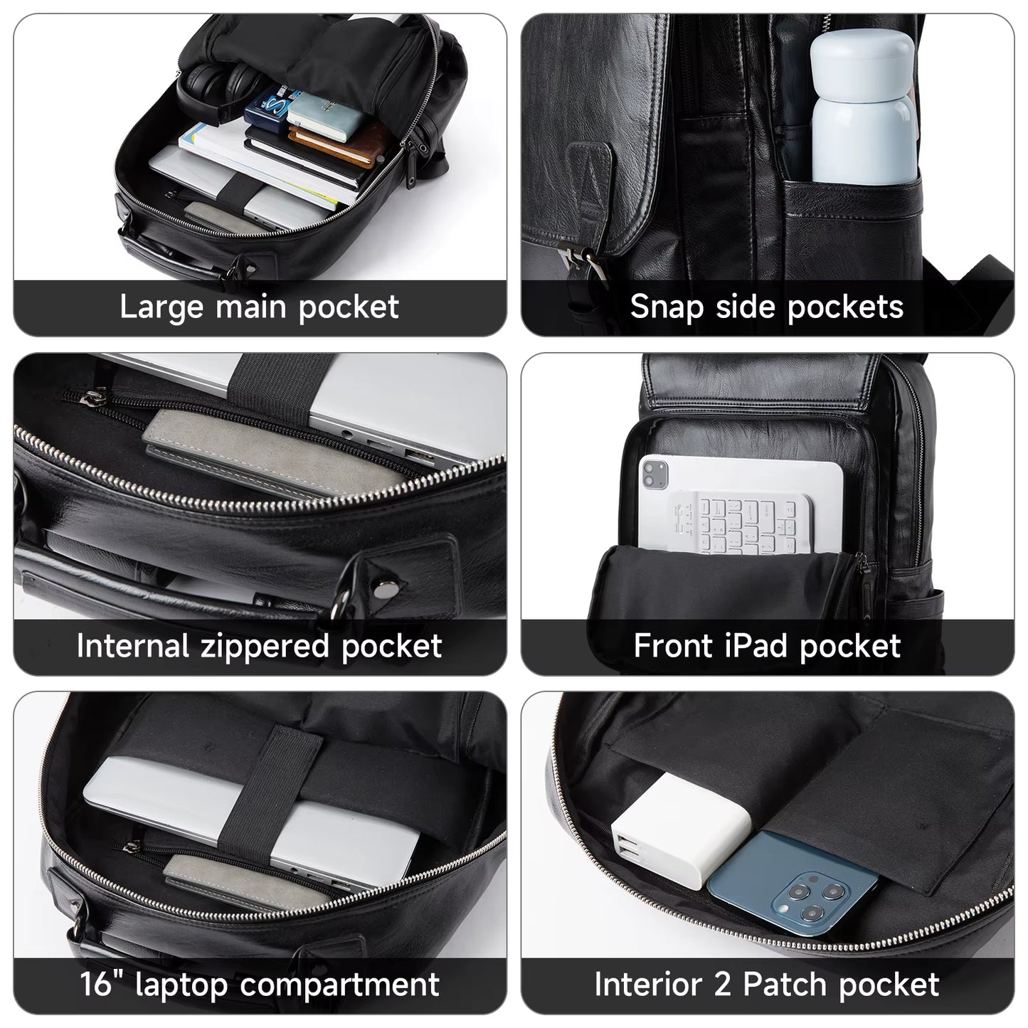 Waterproof Mochila PU Leather Bags for Men Traveling Business Laptop PU Men Backpack