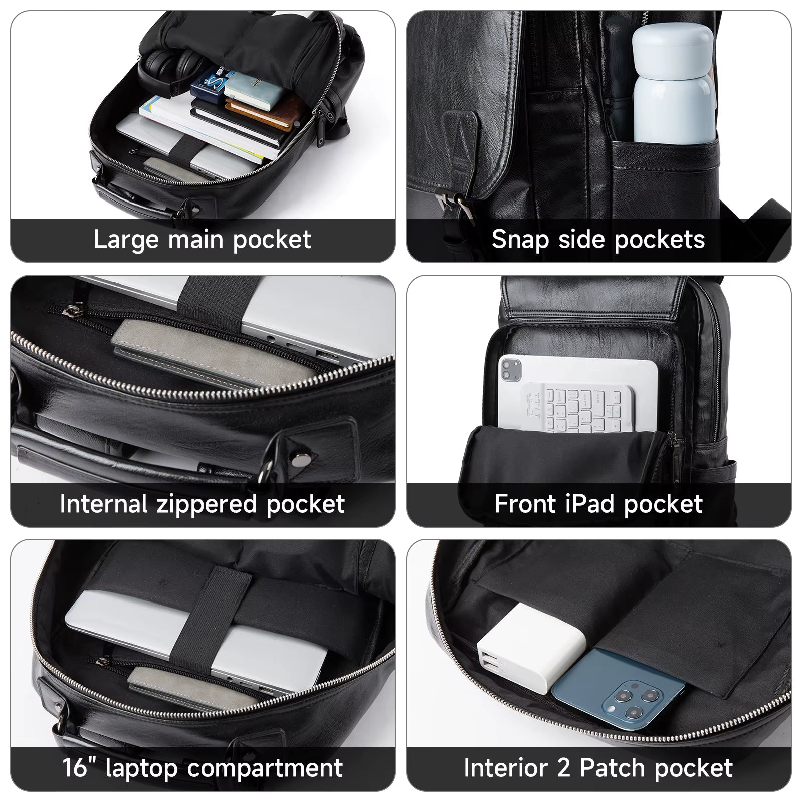 Waterproof Mochila PU Leather Bags for Men Traveling Business Laptop PU Men Backpack