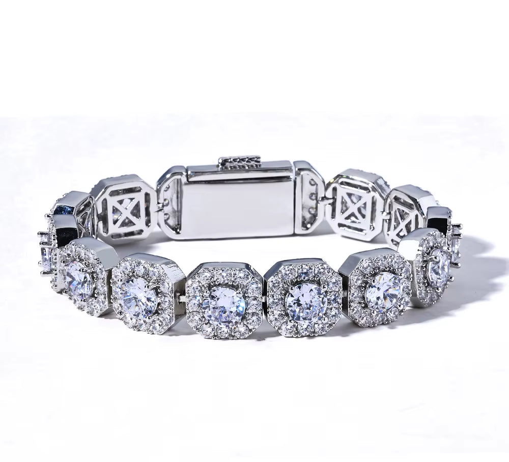 NUOYA Iced Out Zircon Bracelet Gold Plated 10/12Mm Clustered Tennis Chain Women Hip Hop Bling Jewelry