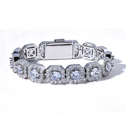 NUOYA Iced Out Zircon Bracelet Gold Plated 10/12Mm Clustered Tennis Chain Women Hip Hop Bling Jewelry