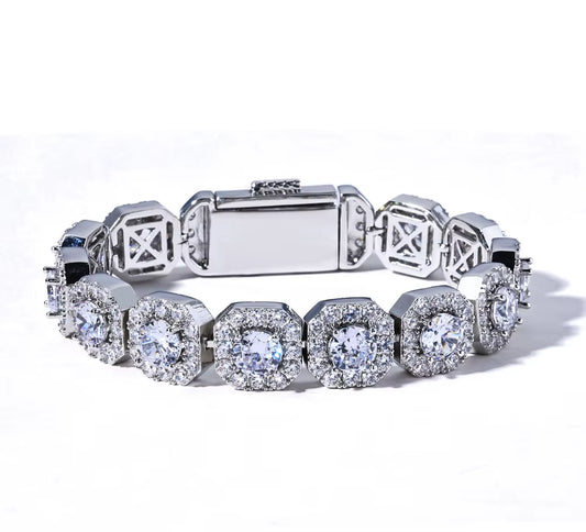NUOYA Iced Out Zircon Bracelet Gold Plated 10/12Mm Clustered Tennis Chain Women Hip Hop Bling Jewelry