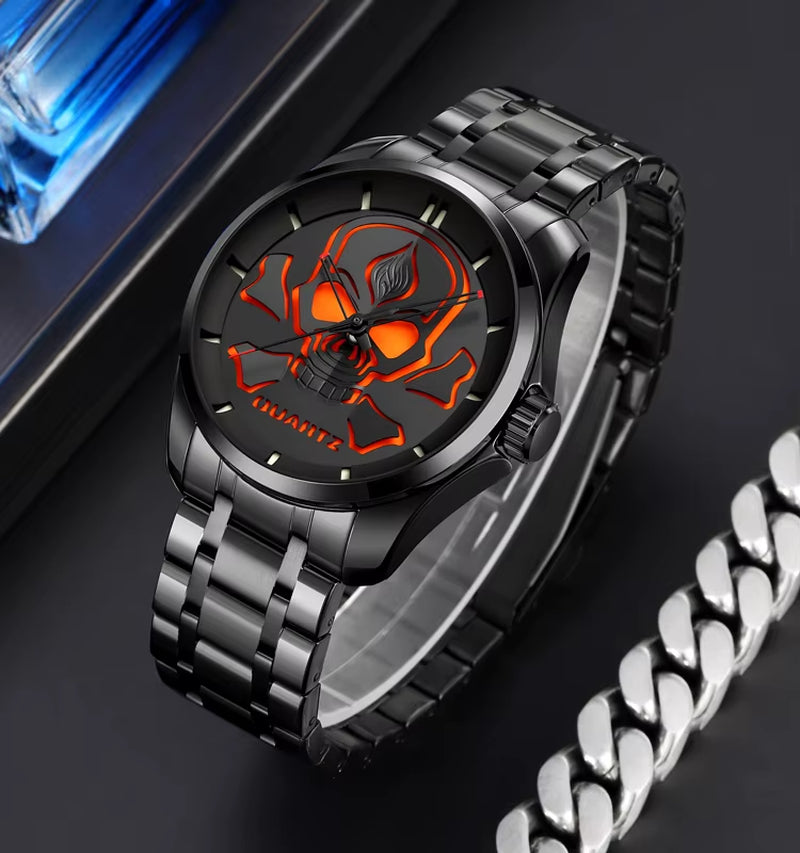 Wholesale SKMEI 9358 Skeleton Skull Hollow Face Fashion Sport Customize OEM Factory Men Quartz Watch Wrist