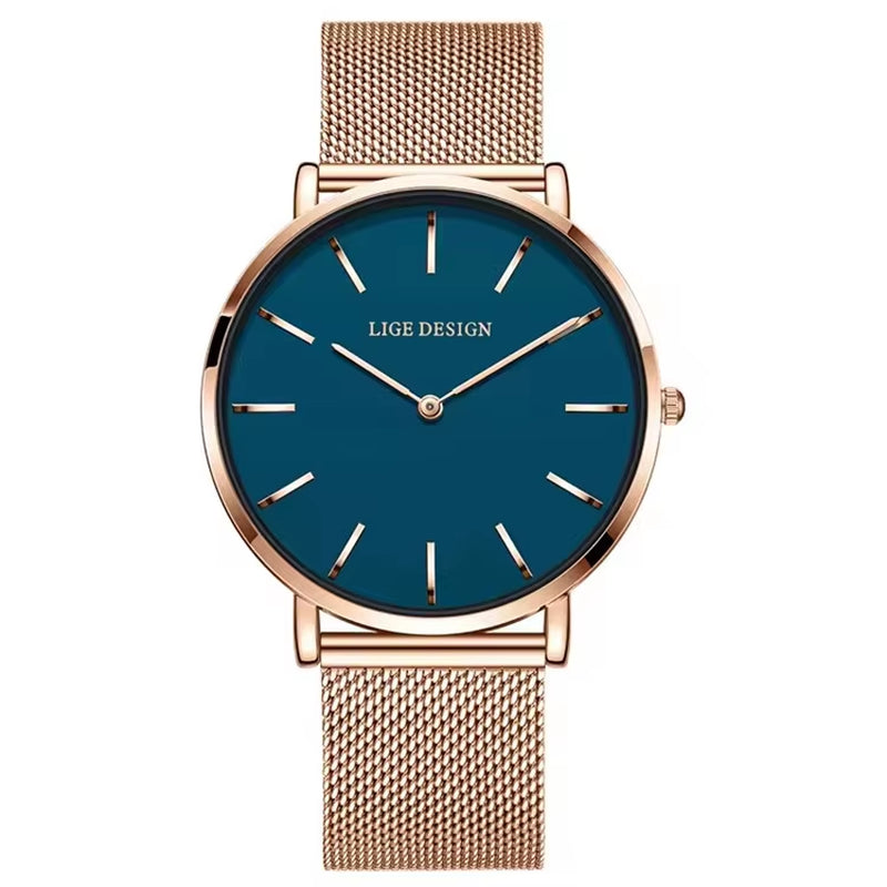 LIGE 89191 Elegant Women Watches Fashion Simple Ladies Quartz Clock Lady Wristwatch Waterproof Ultra-Thin Watch Relogio Feminino