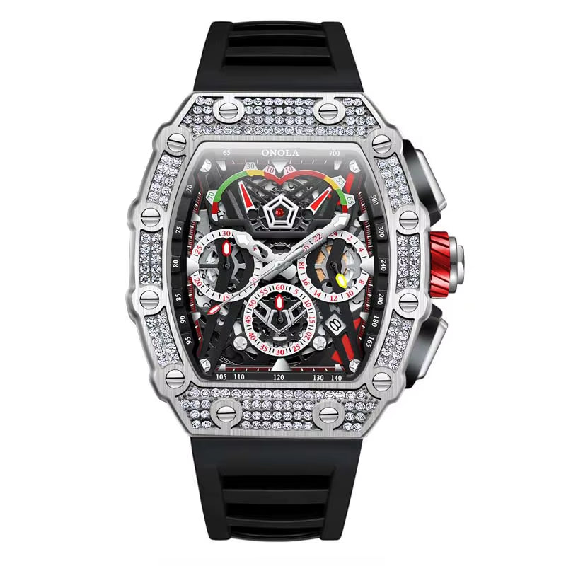 ONOLA 6827D Fashion Mens Luxury Automatic Watches Casual Rubber Strap Waterproof Sport Tourbillon Watch