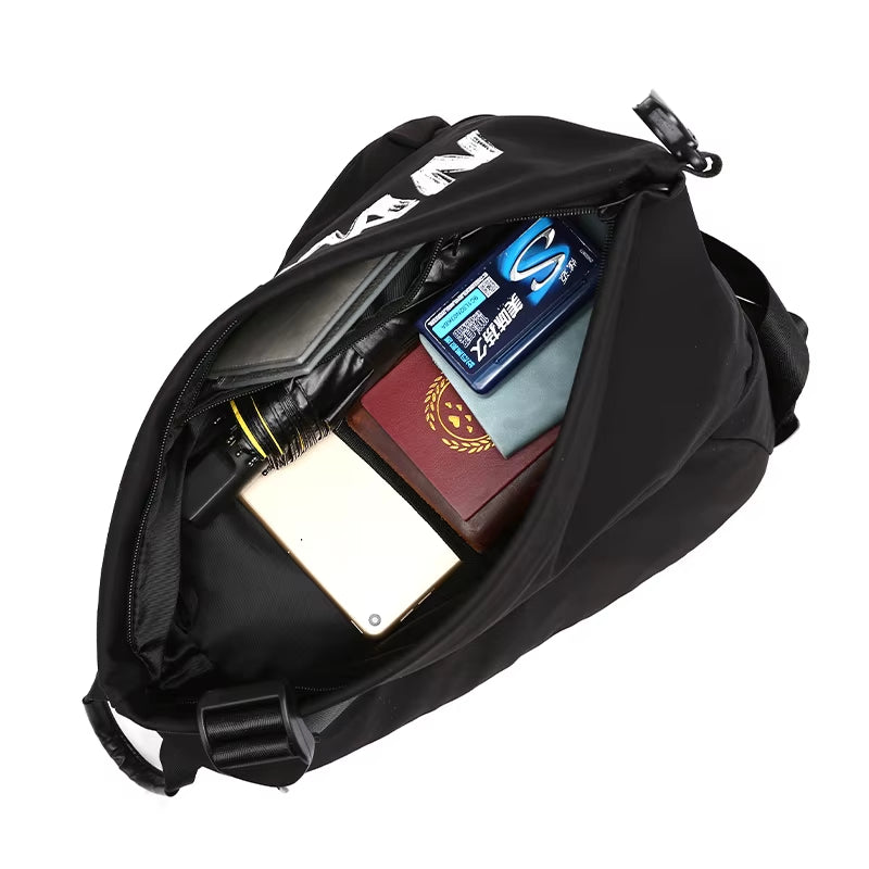 Korean Unisex Crossbody Bags Chest Bags Black White Bags Custom Single Shoulder Waterproof Polyester Fashionable Unisex Handbags