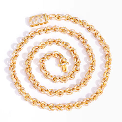 NUOYA Flip Buckle O Shaped Design Chain Necklace 8Mm Iced Out Zircon Bling Choker Hip Hop Luxury Jewelry for Men Women