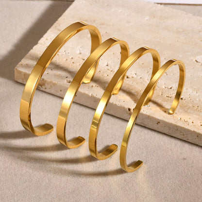 5Mm Wholesale Custom Engrave Stainless Steel Expandable Open Cuff Bangle Non Tarnish 18K Gold Plated Cuff Men Bracelet Bangle