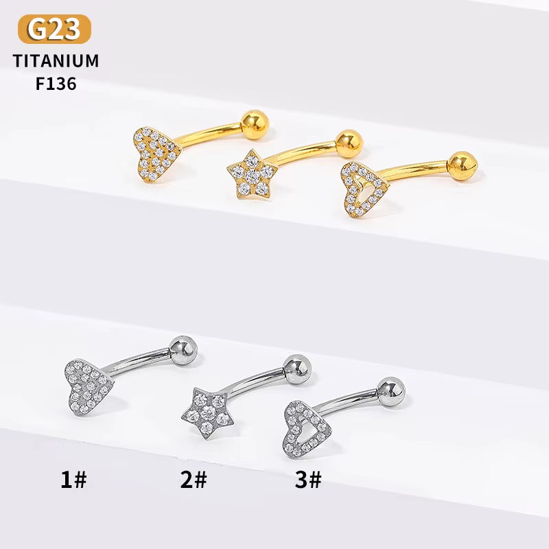 YW NEW 16G Rook Piercing Jewelry Eyebrow Rings G23 Titanium Heart Shape Cartilage Hoop Rook Daith Earrings Tragus