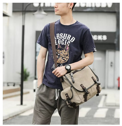 Wholesale Large Capacity Canvas Messenger Bags Unisex Laptop Shoulder Bags for Men Vintage Briefcase